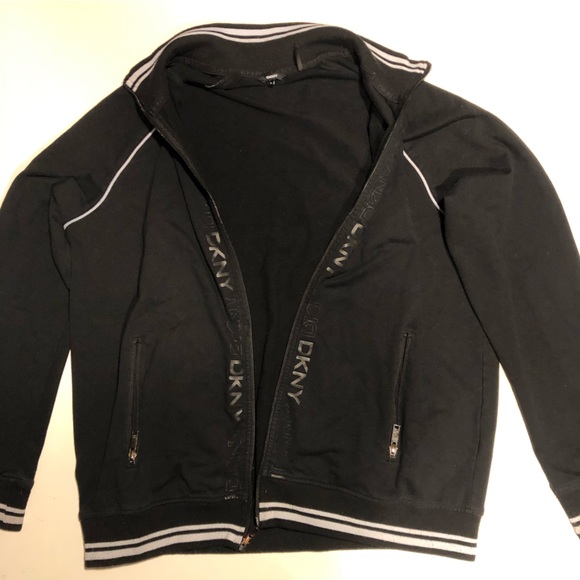 DKNY Full Zip Track Jacket Mens Size Large Black and White - Picture 6 of 10